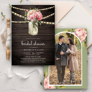 Invitation Fête de mariage en jarre en brique florale rose en