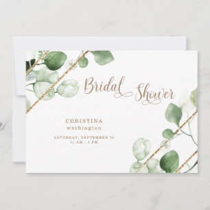Invitation Fête de mariage Eucalyptus Gold Text