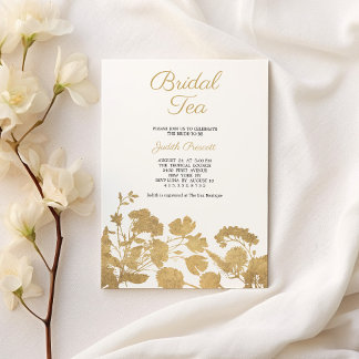 Invitation Fête de mariage fleur d'or blanc Mariage Tea Party