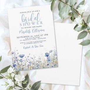 Invitation Fête de mariage floral à la sauvage bleue