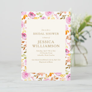Invitation Fête de mariage floral à l'aquarelle rose