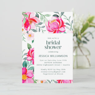 Invitation Fête de mariage floral aquarelle rose et jaune
