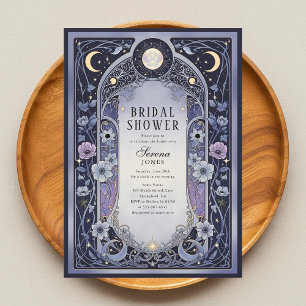 Invitation Fête de mariage Floral Art Nouveau Lune Céleste