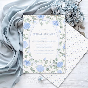 Invitation Fête de mariage floral bleu et blanc vintage