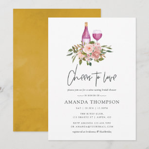 Invitation Fête de mariage Floral Blush et Or avec dégustatio