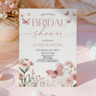 Invitation Fête de mariage floral de fleurs sauvages Papillon