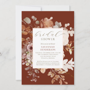 Invitation Fête de mariage floral neutre et chaud d'automne