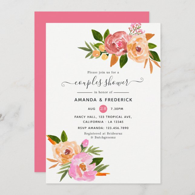 Invitation Fête de mariage Floral Printemps (Devant / Derrière)