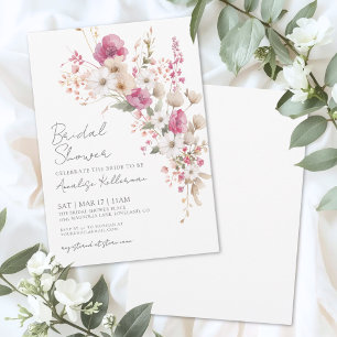 Invitation Fête de mariage floral rose avec fleurs sauvages