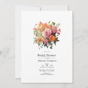 Invitation Fête de mariage floral rose, orange et vert