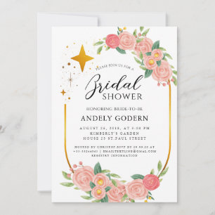 Invitation Fête de mariage Floral Rose Pâle Moderne