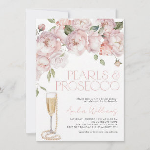 Invitation Fête de mariage floral rose Perles & Prosecco