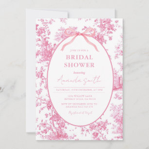Invitation Fête de mariage floral toile coquette rose