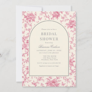Invitation Fête de mariage florale en chinoiserie rose blanc