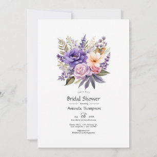 Invitation Fête de Mariage Florale Lavande Numérique