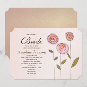 Invitation Fête de mariage Florale Moderne Élégante Rose Gold