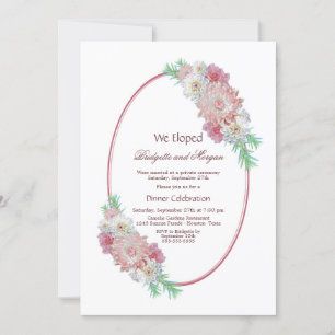 Invitation Fête de mariage florale ovale rose après la cérémo