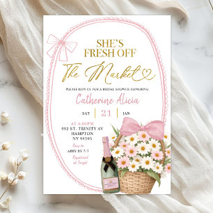 Invitation Fête de mariage florale rose Coquette Daisy Printe