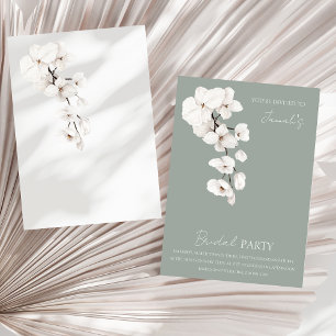 Invitation Fête de mariage florale verte sauge moderne avec o