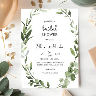 Invitation Fête de mariage géométrique doré et verdure