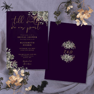 Invitation Fête de mariage gothique fleurs roses violettes et