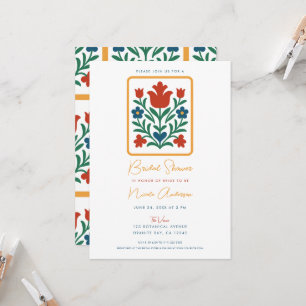 Invitation Fête de mariage Heart & Petal Floral Folk Art