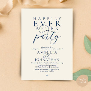 Invitation Fête de Mariage "Heureux à Tout Jamais" Dîner de F