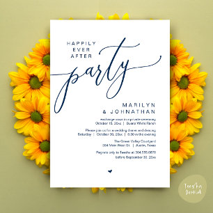 Invitation Fête de Mariage "Heureux à Tout Jamais" Dîner de F