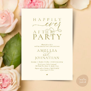 Invitation Fête de Mariage "Heureux à Tout Jamais" Dîner de M