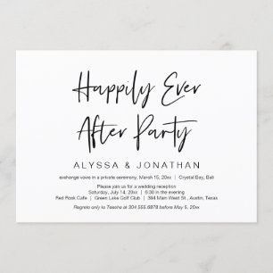 Invitation Fête de Mariage Heureux à Tout Jamais, Noir, Fugue