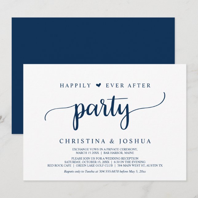 Invitation Fête de Mariage Heureux, Évasion dans le Bleu Mari (Devant / Derrière)