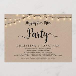 Invitation Fête de Mariage heureux pour toujours, Fuite amour