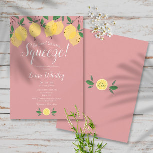 Invitation Fête de mariage Main Squeeze Lemons Dusty Rose