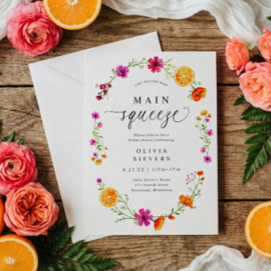 Invitation Fête de mariage Main Squeeze orange rose citron