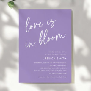 Invitation Fête de mariage minimaliste Violet L'amour est en 