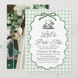 Invitation Fête de mariage Modern Sage Green Golf Let's Par-T