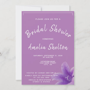 Invitation Fête de mariage moderne aux fleurs de cloche viole