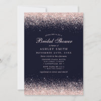 Fête de mariage moderne bleu marine confettis rose