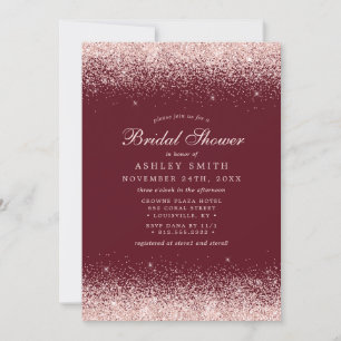 Invitation Fête de mariage moderne burgundy avec confettis ro