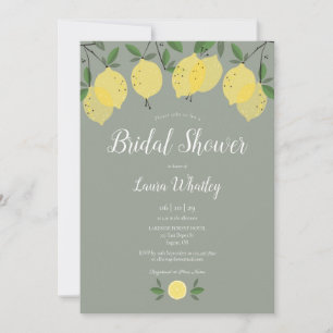 Invitation Fête de mariage Moderne Citrons Sauge Verte