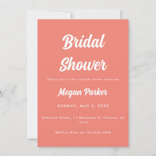 Invitation Fête de mariage moderne minimal corail rose