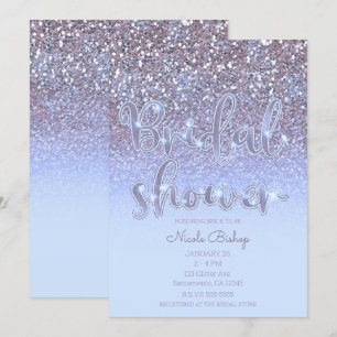Invitation Fête de Mariage Moderne Pailleté Argent Violet Gla