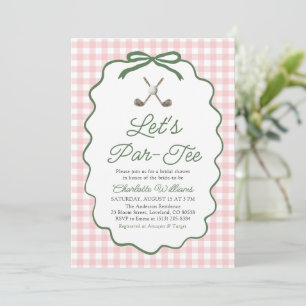 Invitation Fête de mariage moderne rose vert golf Let's Par-T