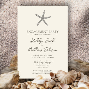 Invitation Fête de mariage moderne Starfish Beach