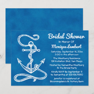 Invitation Fête de mariage nautique Ancre de bateau Bleu Aqua