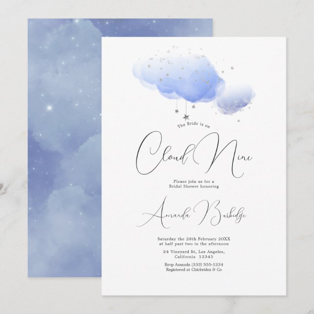 Invitation Fête de mariage nuage rêvé neuf (Devant / Derrière)