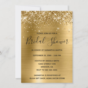 Invitation Fête de Mariage Pailleté en Or