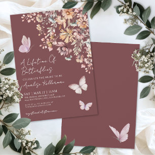 Invitation Fête de Mariage Papillon Fleur Sauvage Bourgogne