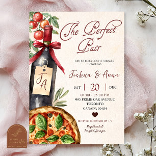 Invitation Fête de Mariage Parfaite pour Pizza et Vin