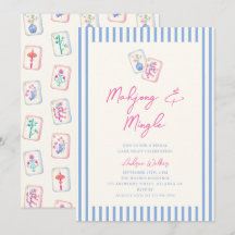 Fête de mariage Pastel Aquarelle Mahjong Rayures